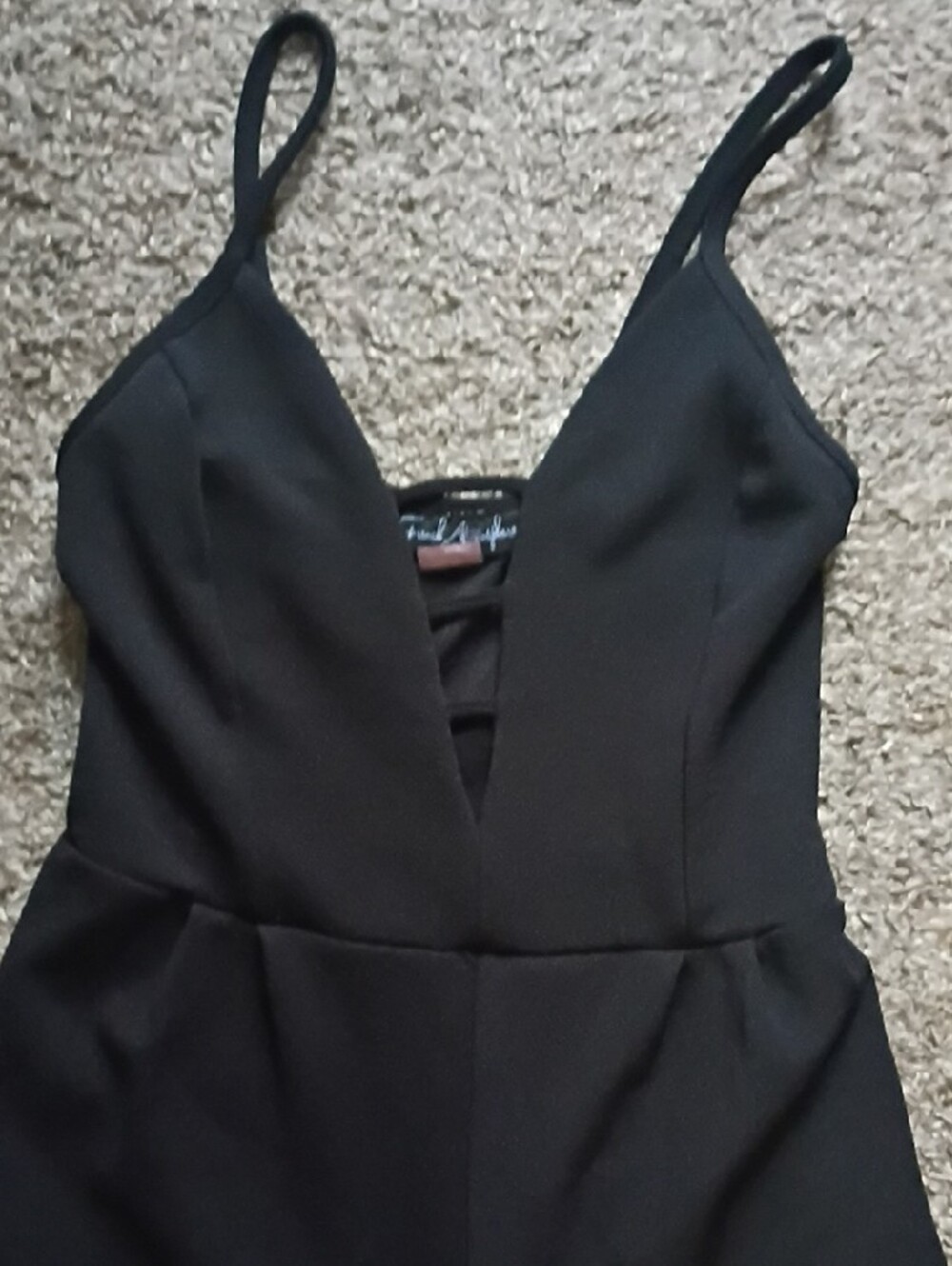 French Atmosphere Black V-Neck Strap Jumpsuit - Picture 2 of 5